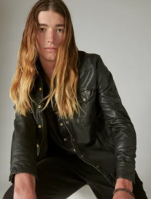 Lucky Brand Leder Westernhemd Schwarz Lucky Brand