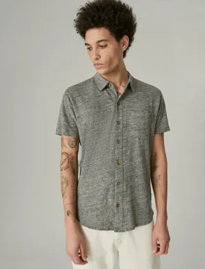 Lucky Brand Leinen-Hemd mit Knopfleiste in Heather Grau Lucky Brand