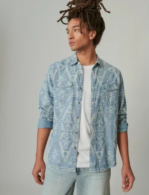 Lucky Brand Langarm-Westernhemd Indigo Jacquard Lucky Brand