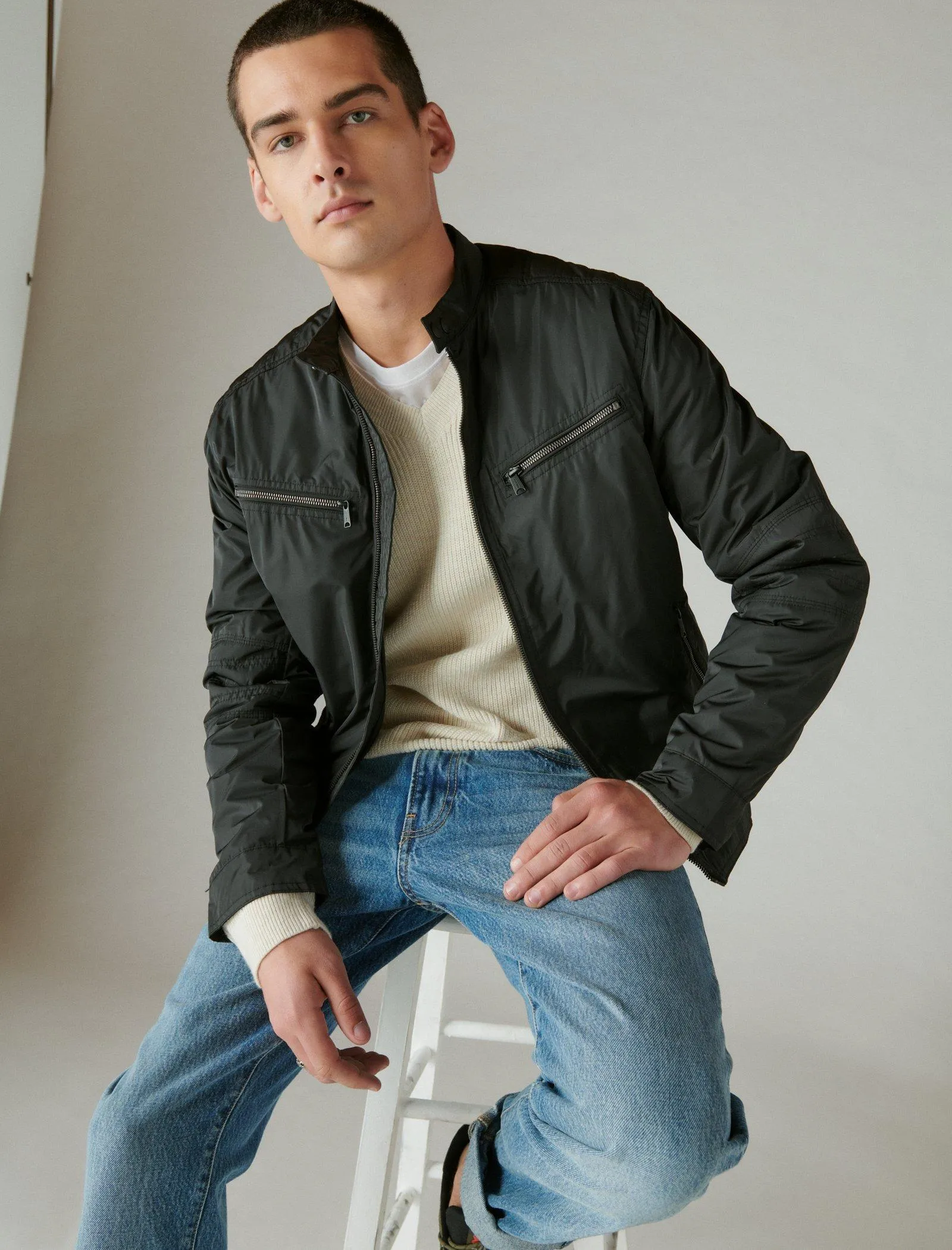 Lucky Brand Nylon Bonneville Jacke Tiefschwarz Lucky Brand