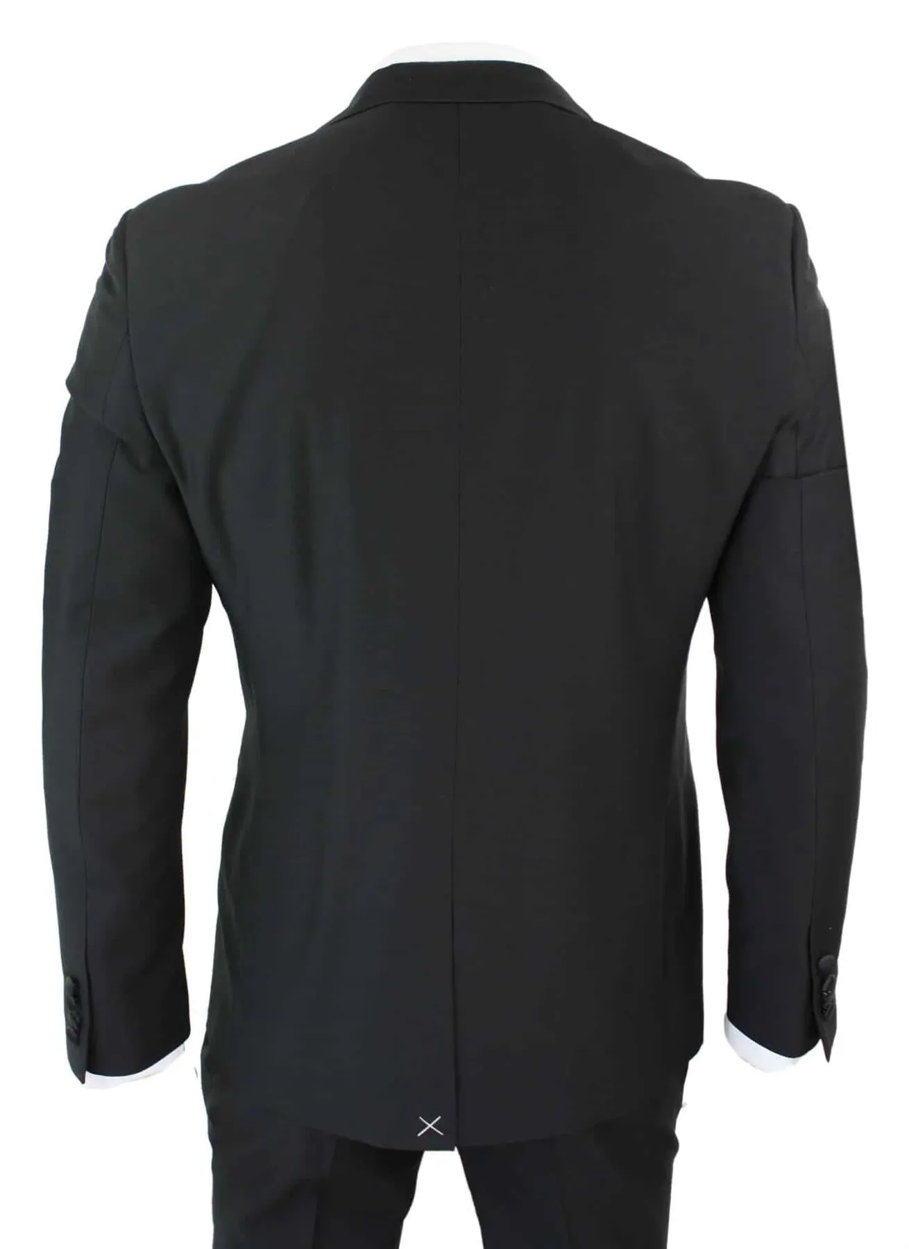 Herren 3-teiliger schwarzer Smoking Anzug Klassische Satin Abendanzug Maßgeschneidert Hochzeit Prom