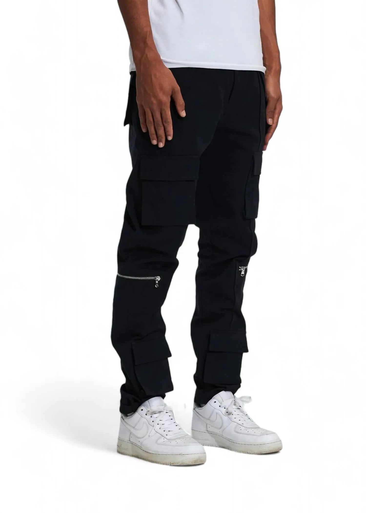 Herren Cade Cargo Denim Jeans in Schwarz