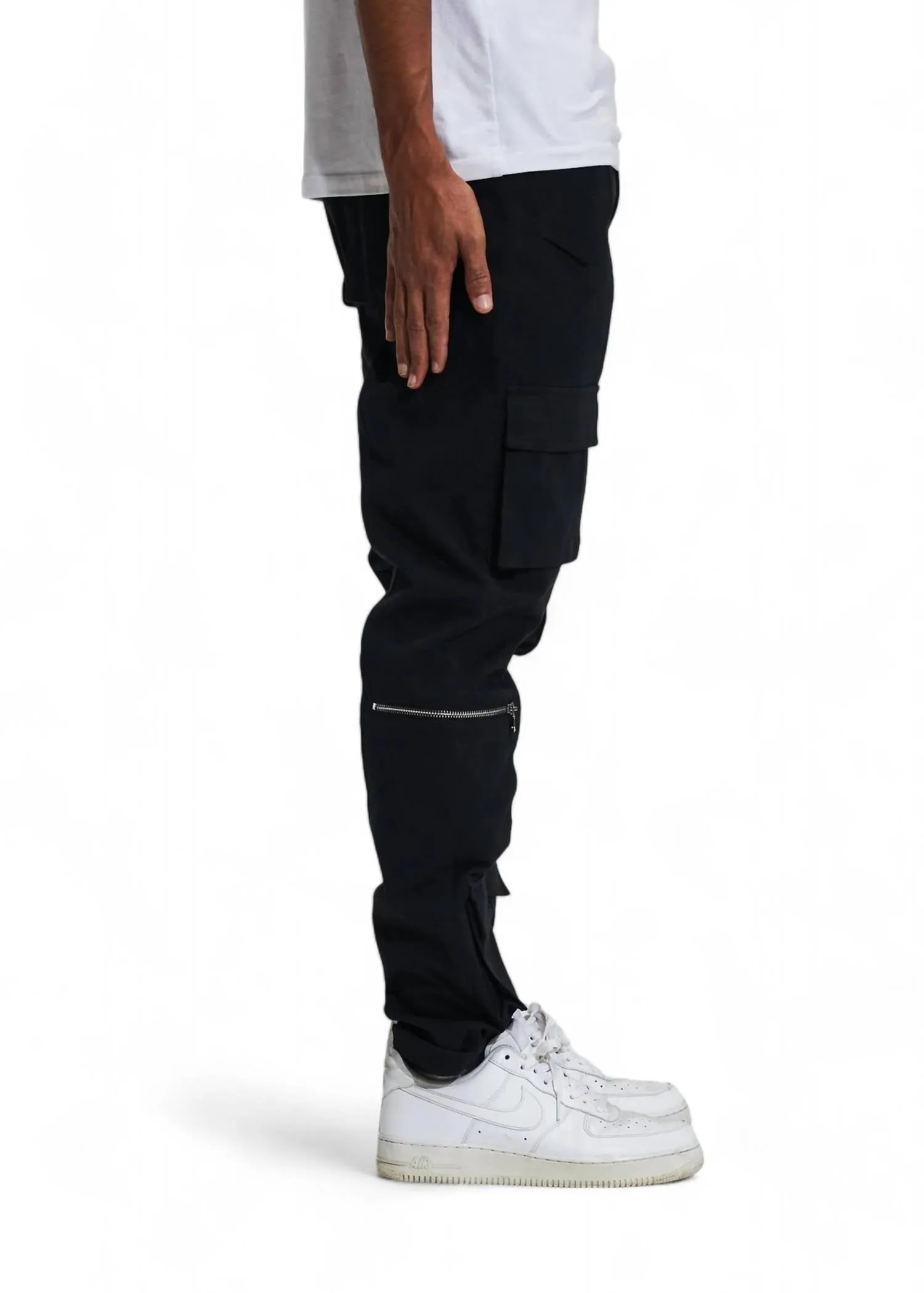 Herren Cade Cargo Denim Jeans in Schwarz