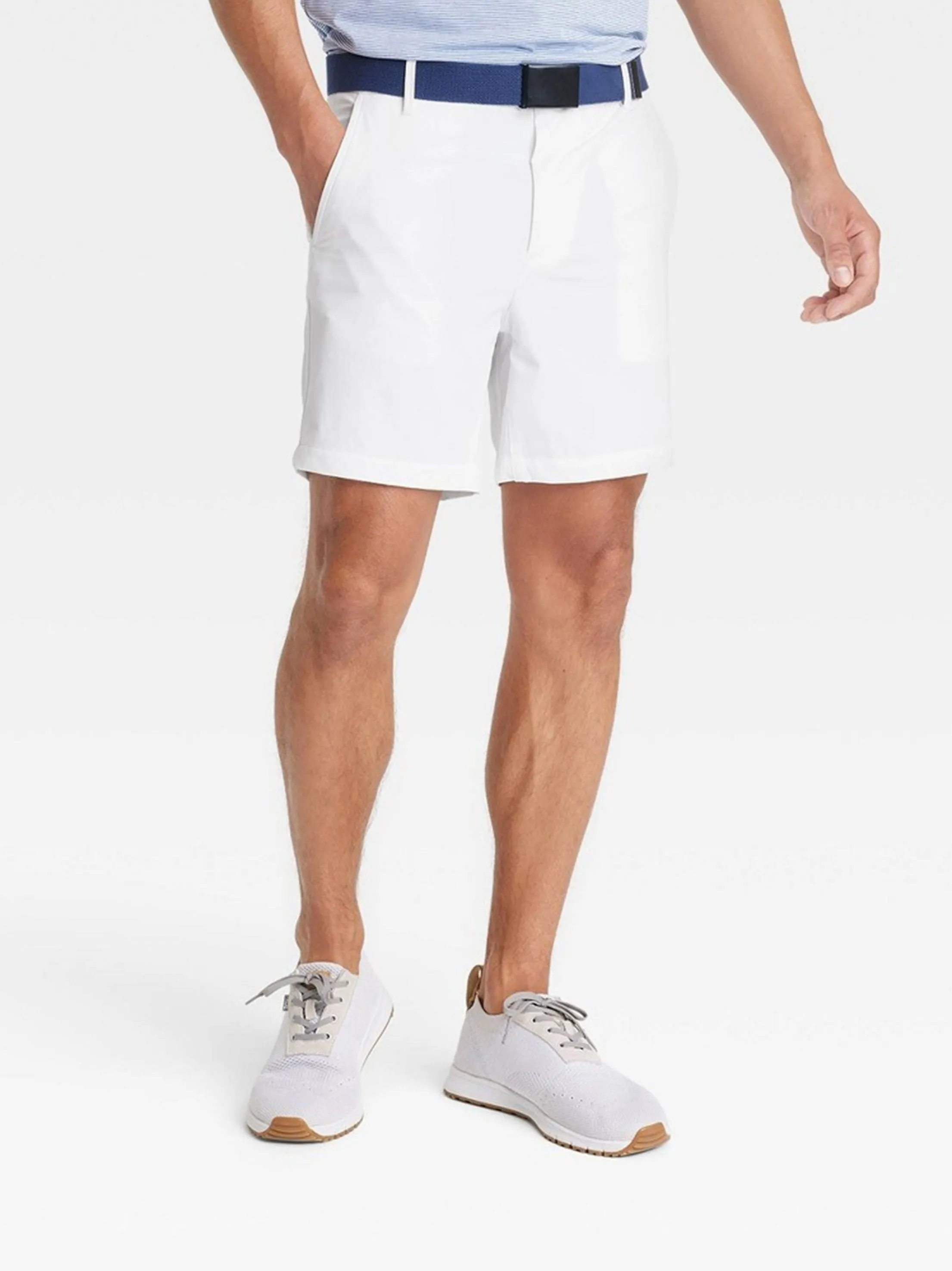 Herren Golf-Shorts, einfarbig, Weiß