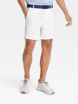 Herren Golf-Shorts, einfarbig, Weiß