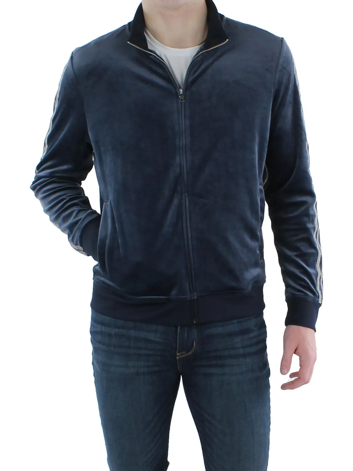 Herren Velour Sweatshirt Track Jacket
