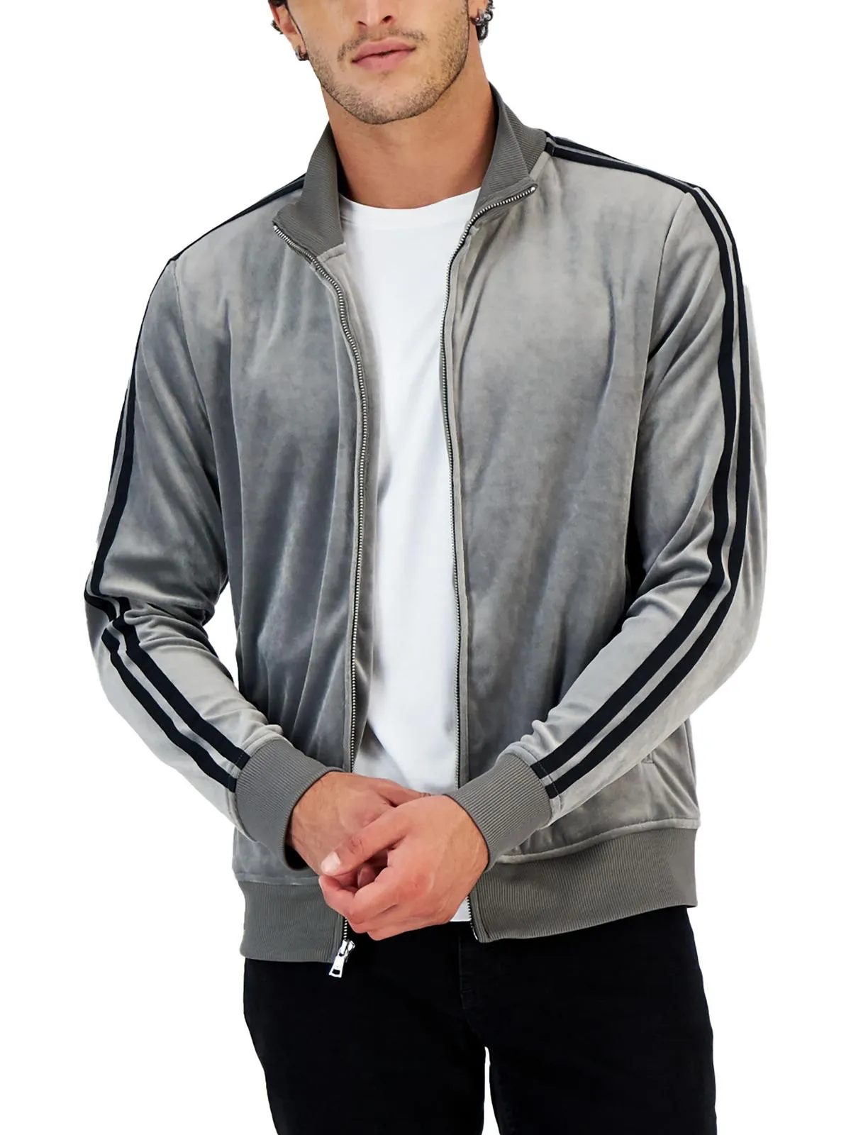 Herren Velour Sweatshirt Track Jacket