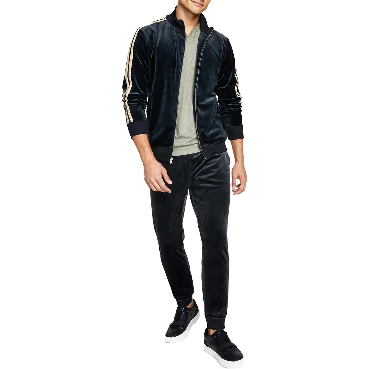 Herren Velour Sweatshirt Track Jacket