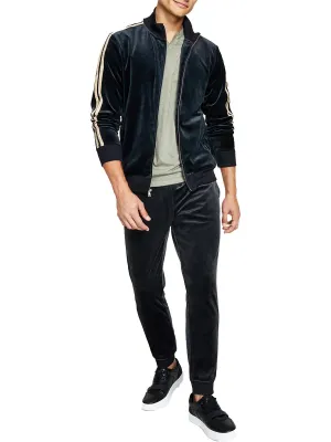 Herren Velour Sweatshirt Track Jacket