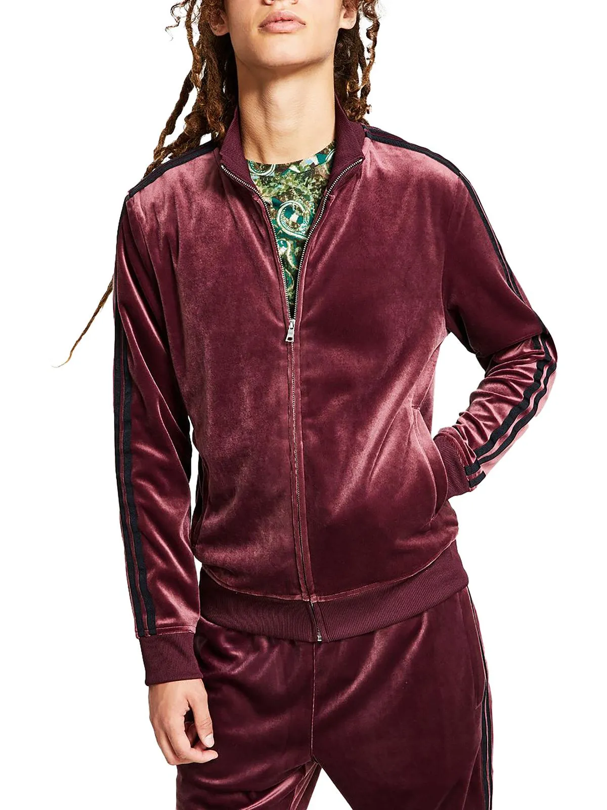 Herren Velour Sweatshirt Track Jacket