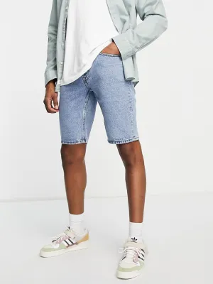 Herren Wasch-Denim Shorts, Hellblau