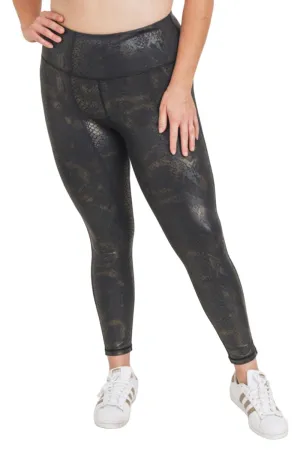 Mono B Black Gold Snake Folienprint Highwaist Leggings APH3006 und Plus