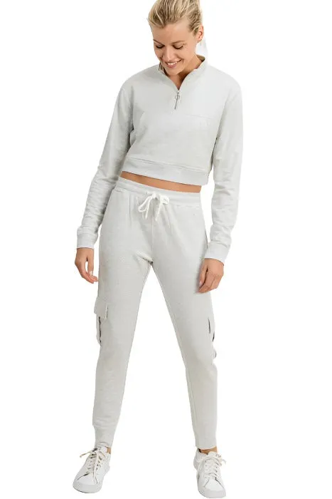 Mono B Crop Halbzip-Pullover KT11203 Grau