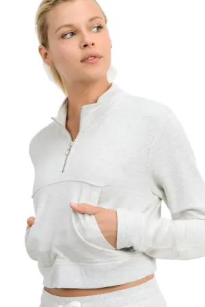 Mono B Crop Halbzip-Pullover KT11203 Grau