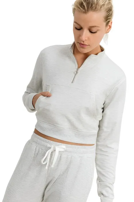 Mono B Crop Halbzip-Pullover KT11203 Grau