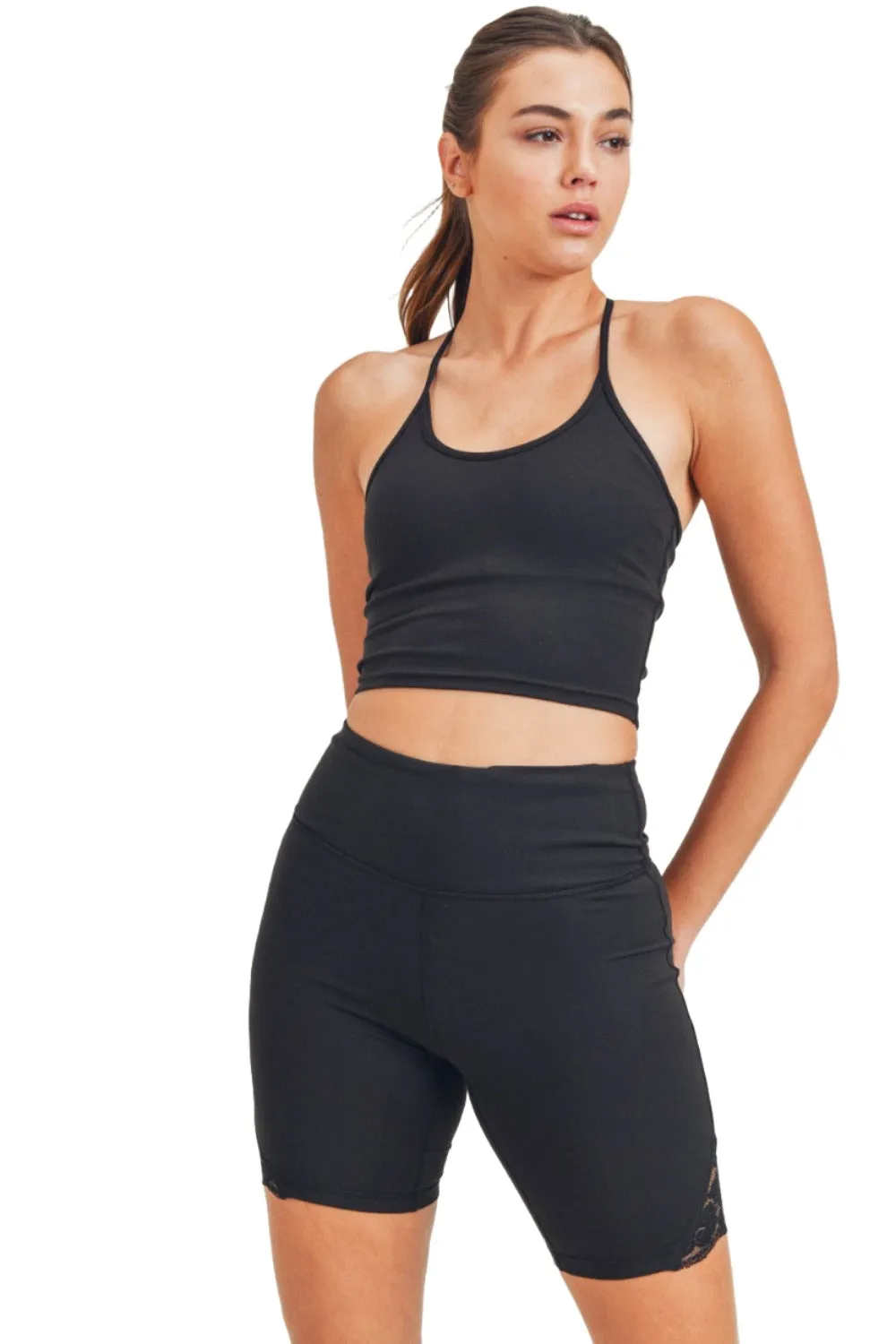 Mono B Spitzen-Blumen Crop Cami Top AT-A0417 Plus