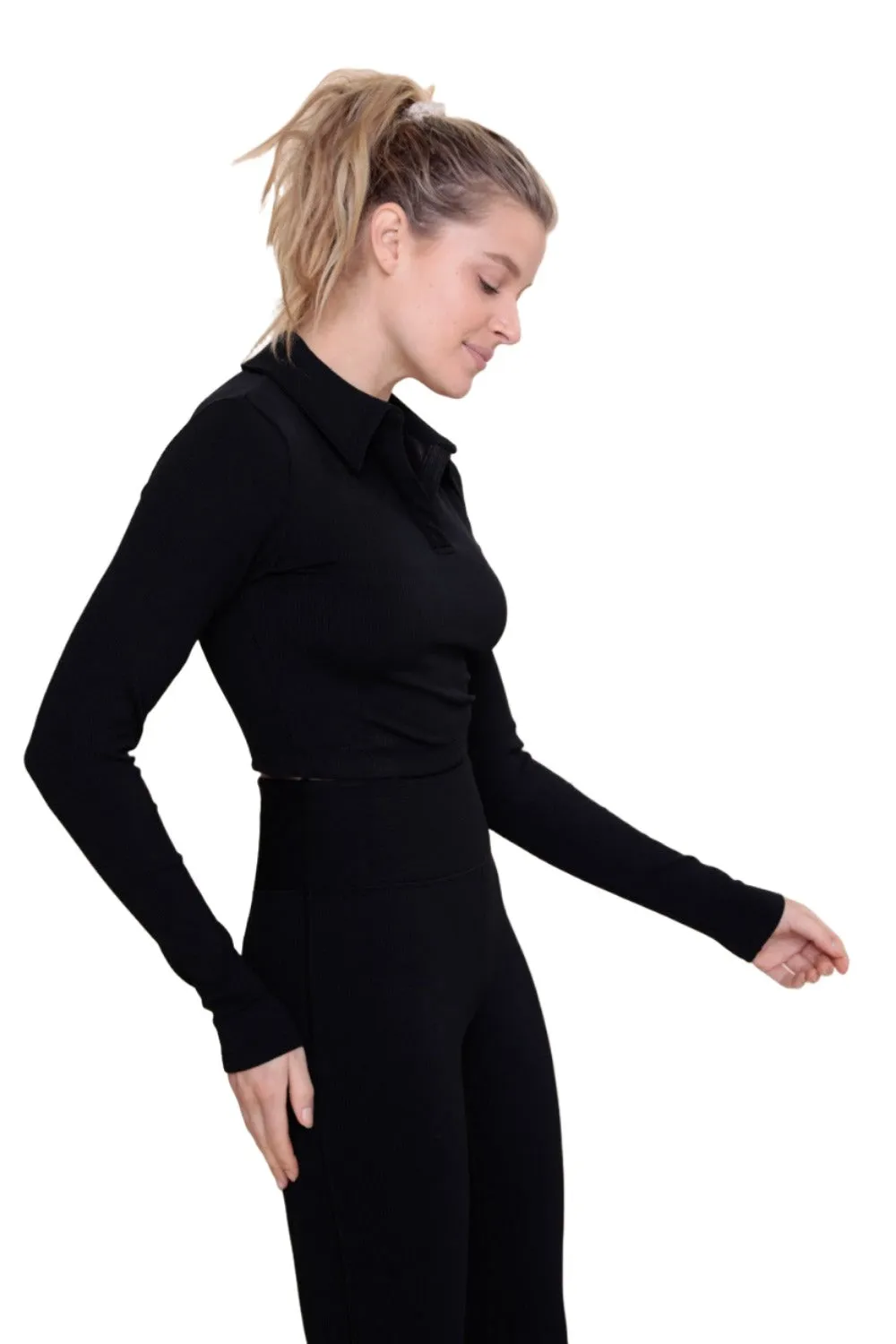 Mono B Rippenbund Polo Langarm AT-A08156
