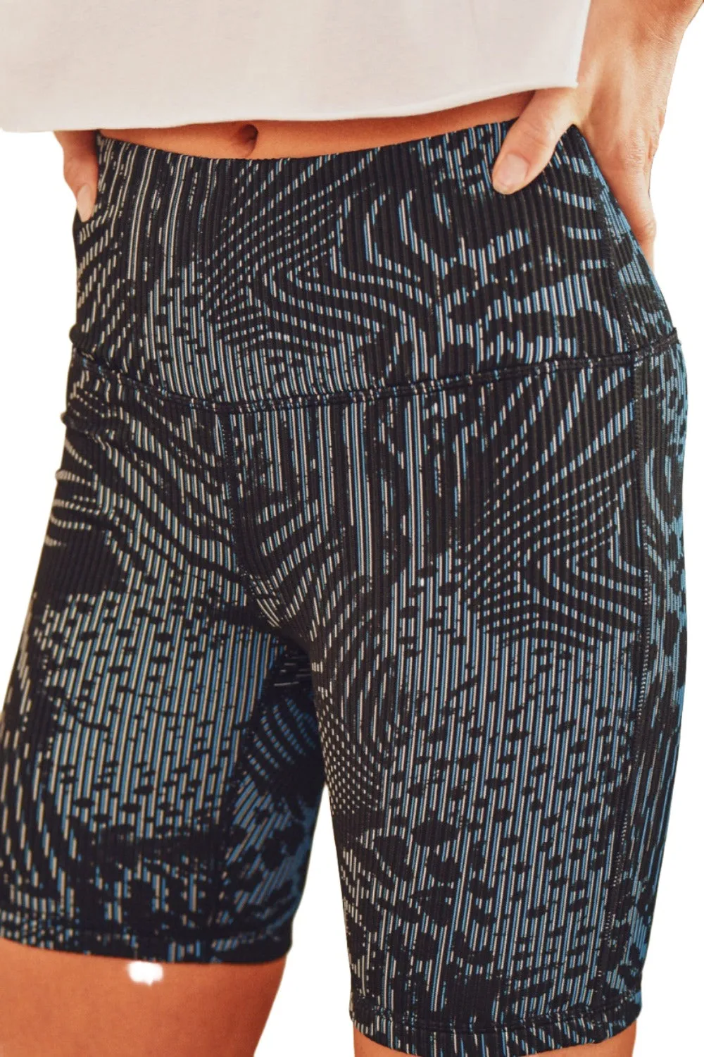 Mono B Gemusterte Safari-Jacquard-Hochtaillierte Radlerhose APH3164