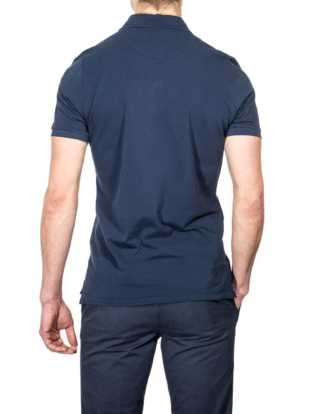Pigmentgefärbtes Polohemd - Marineblau