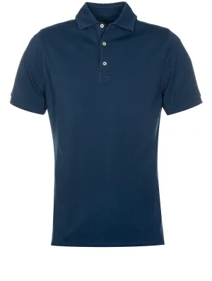 Pigmentgefärbtes Polohemd - Marineblau