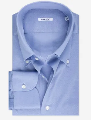 Pique Knopfhemd Blau