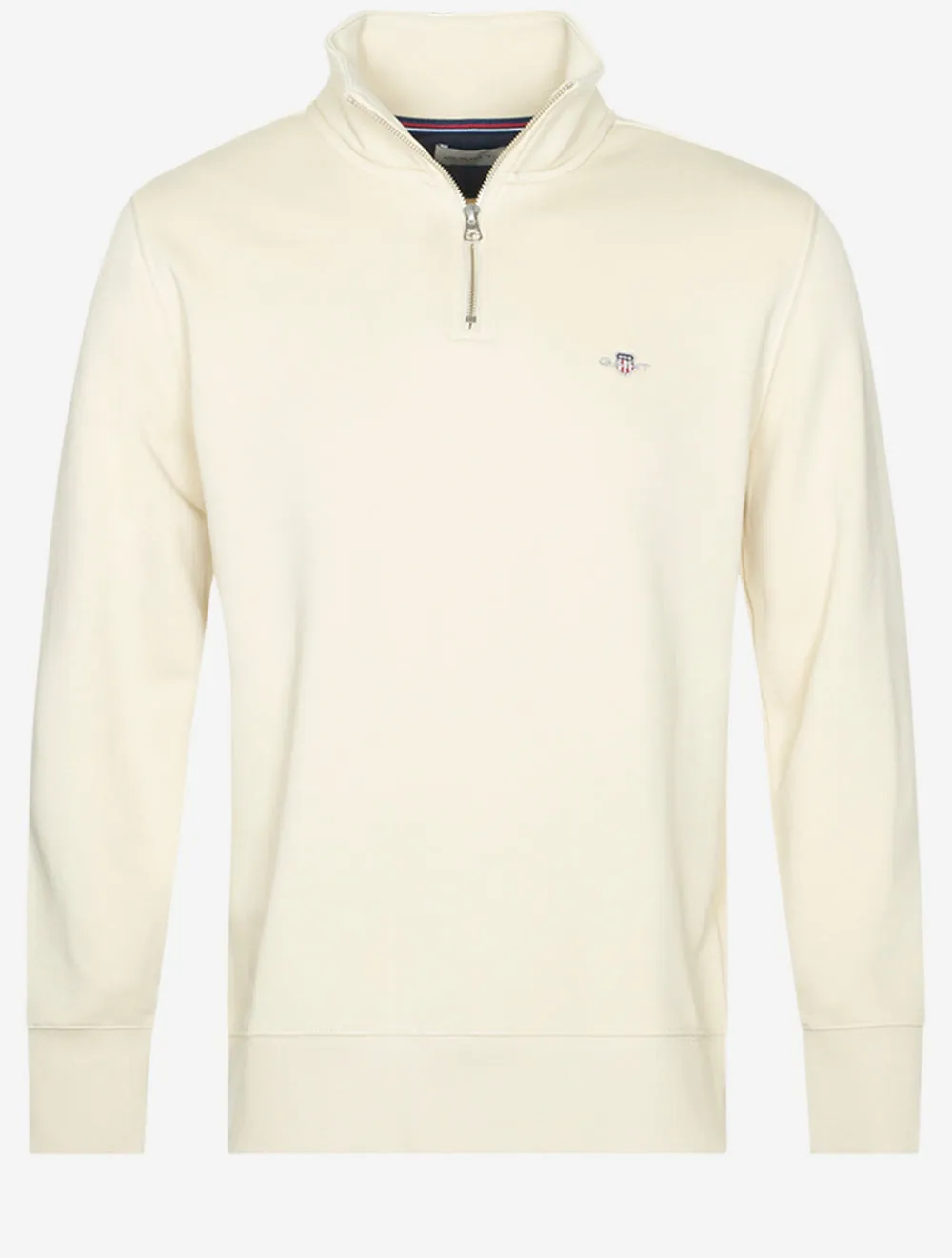 Regular Fit Schutzhalbzip-Sweat in seidigem Beige