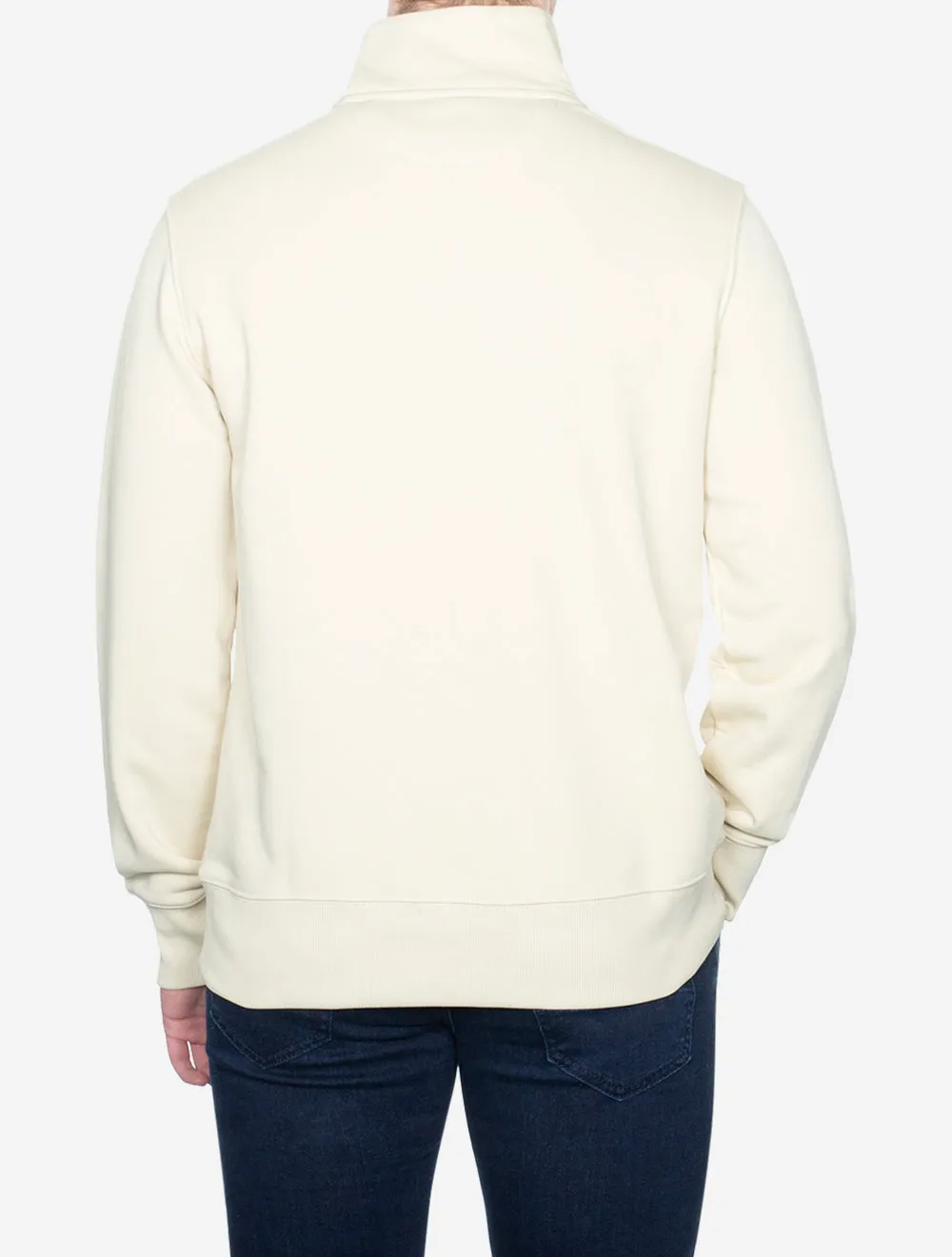 Regular Fit Schutzhalbzip-Sweat in seidigem Beige