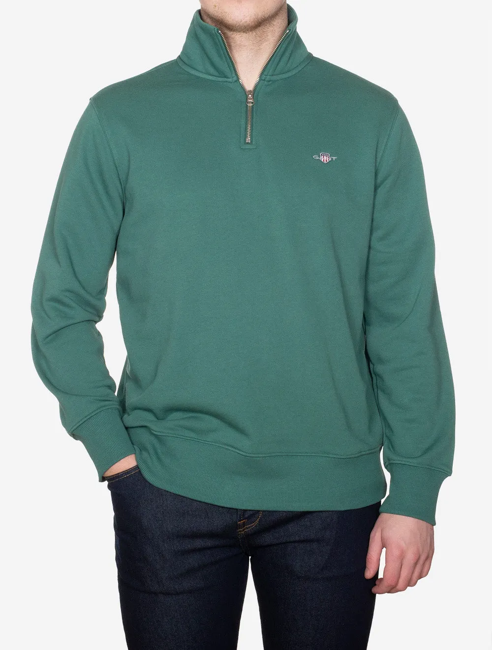 Regular Fit Schutz-Halbzip-Pullover Woody Grün