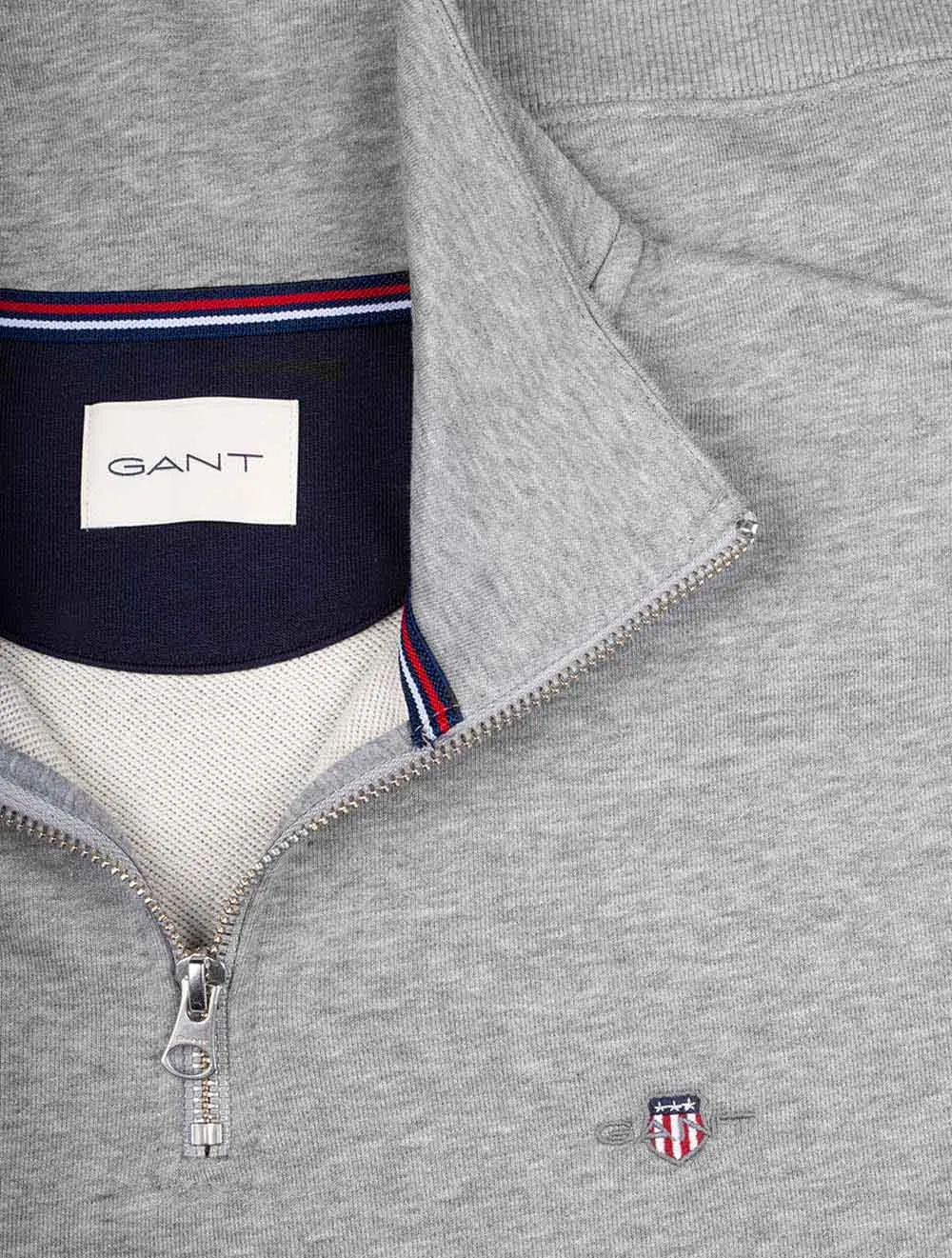 Regular Shield Halbzip-Pullover Grau Melange