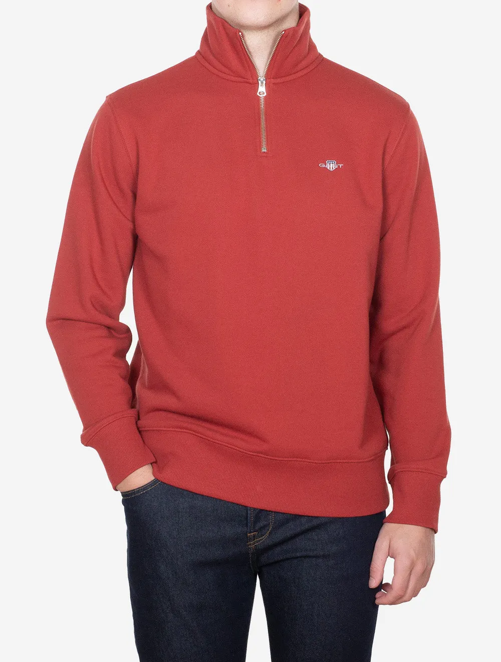 Regular Shield Halbzip-Pullover Eisenrot