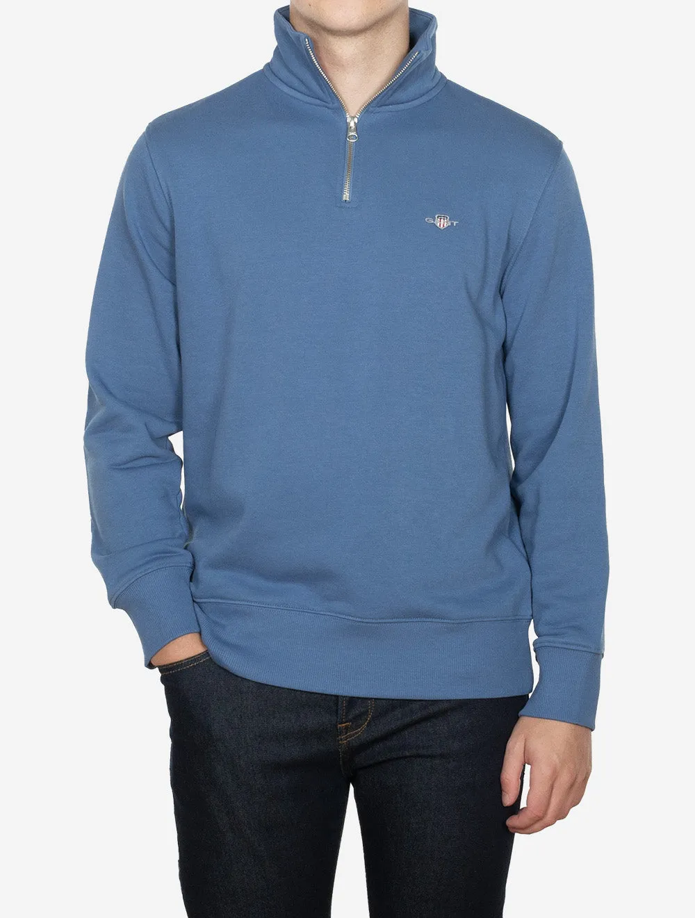 Regular Shield Halbzip-Pullover Vintage Blau
