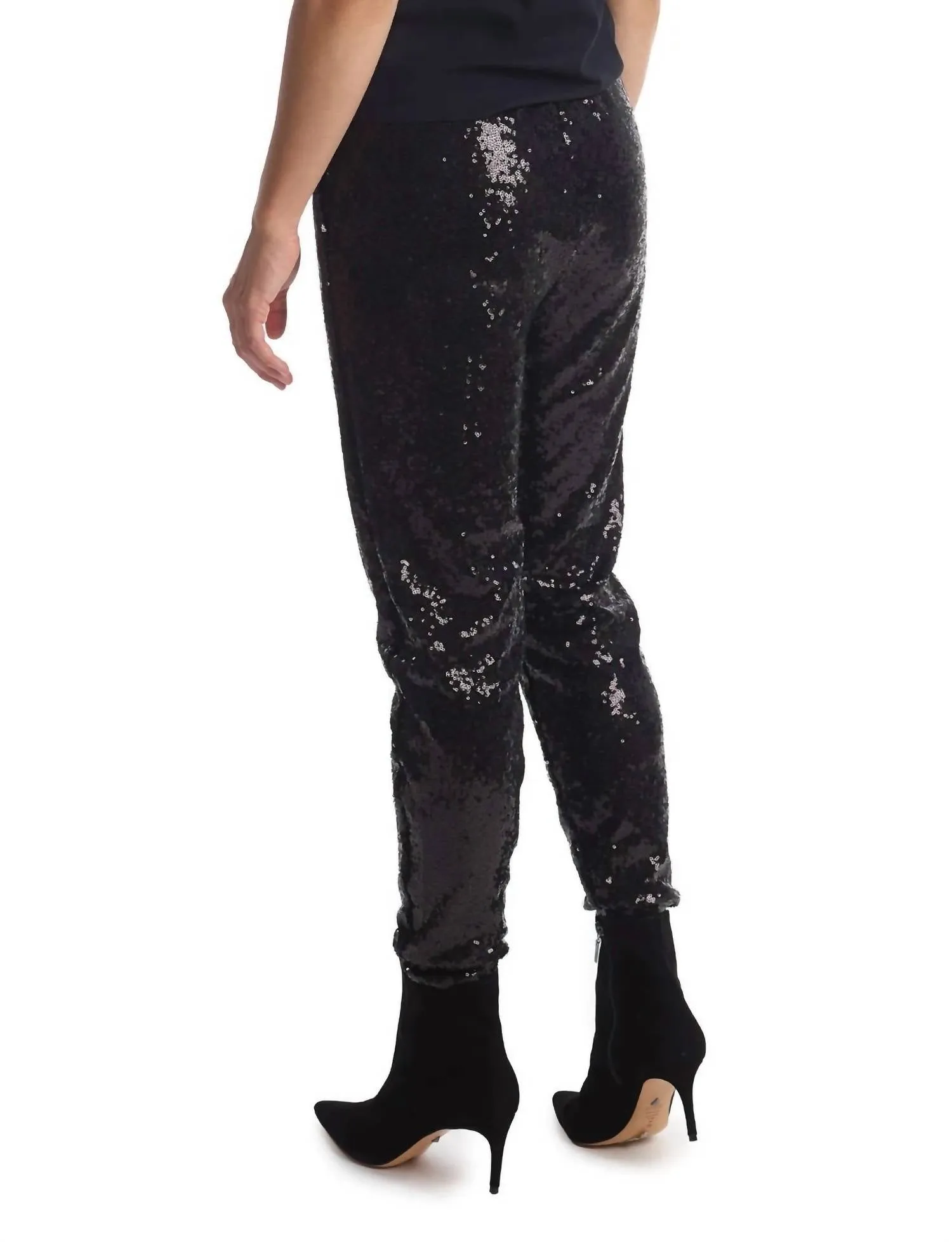 Pailletten-Jogger in Schwarz