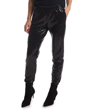 Pailletten-Jogger in Schwarz