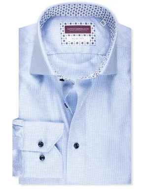 Slim Fit Blumen-Einlage Hemd Blau