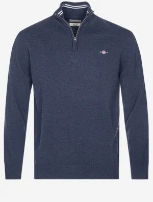 Superfeine Lambswool Halbzip Dark Navy Melange