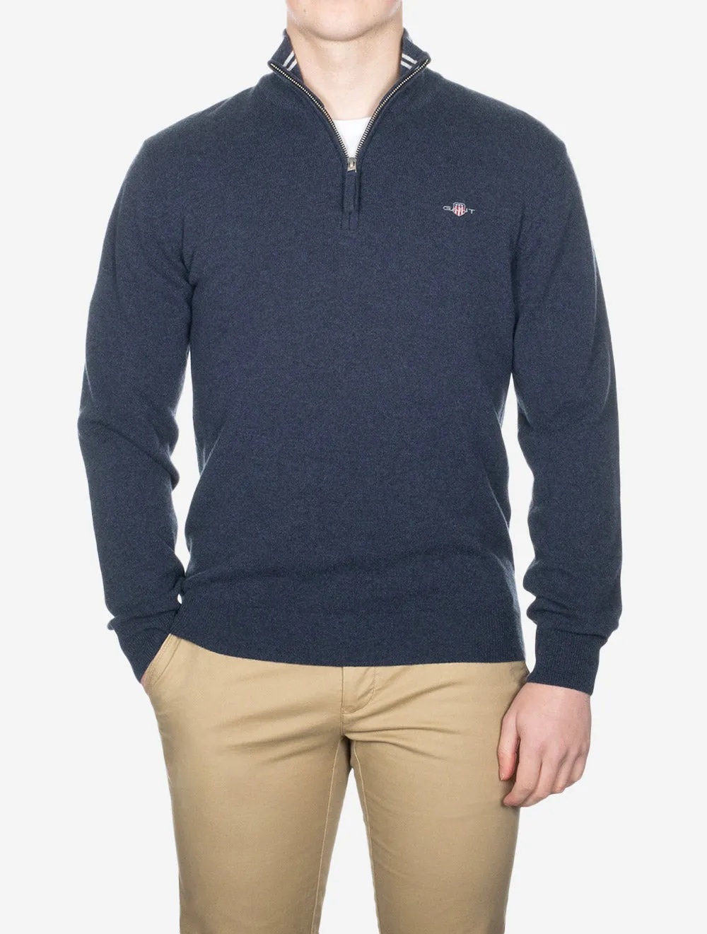 Superfeine Lambswool Halbzip Dark Navy Melange