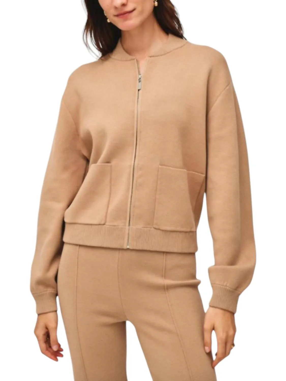 Superfeine Bio-Baumwoll-Jacke im Vintage-Kamelton