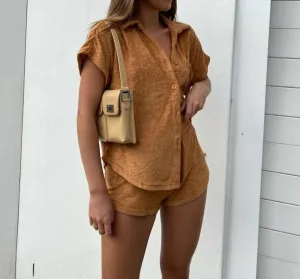 Terry Shirt-Set in Latte