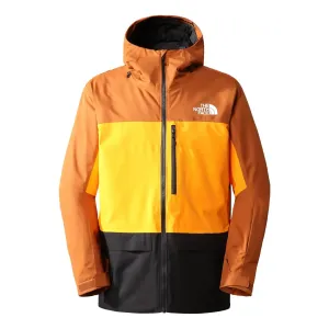 THE NORTH FACE Herren Skijacke mit Isolierung, Lederbraun/Cone Orange/TNF Schwarz, Größe S