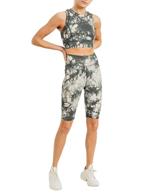 Tie-Dye Baumwoll-Hochtaucher-Bermudashorts APH2790
