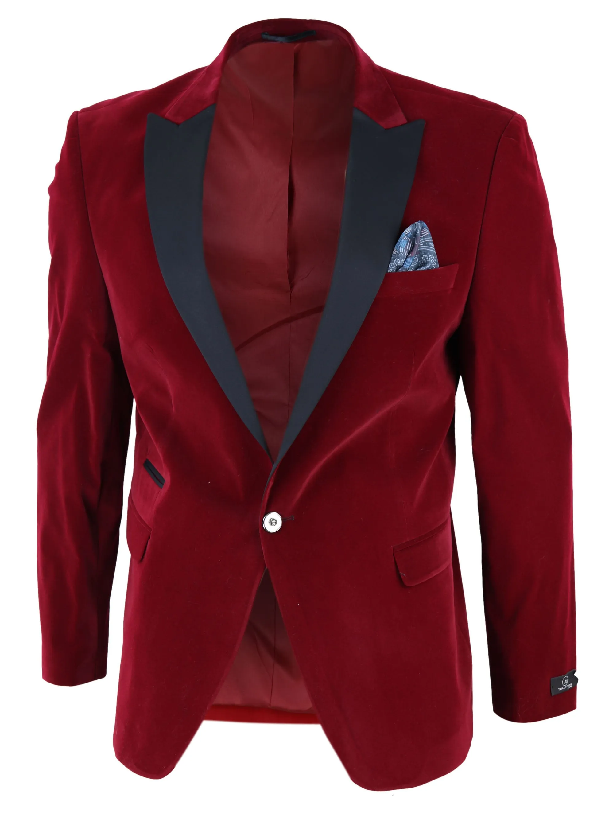 Weinroter Samt Ein-Knopf-Jackett Smoking Blazer
