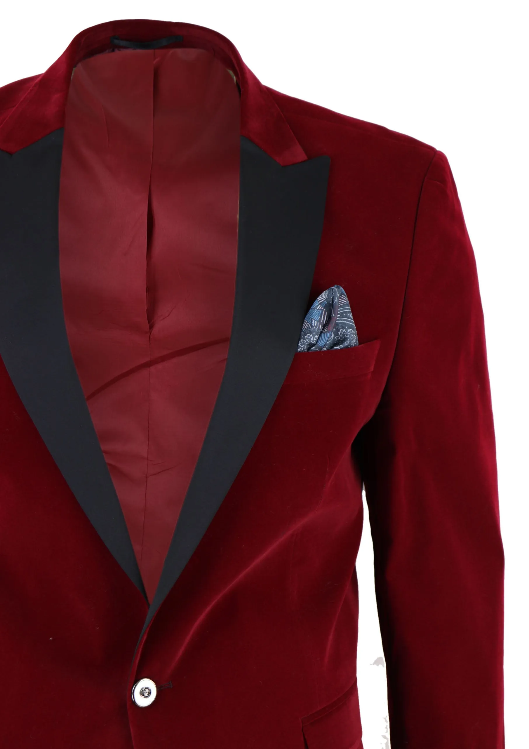 Weinroter Samt Ein-Knopf-Jackett Smoking Blazer