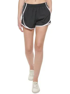 Damen Sportshorts mit Logo-Print, Schwarz