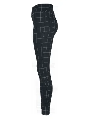 Damen Karo-Print Leggings, Schwarz