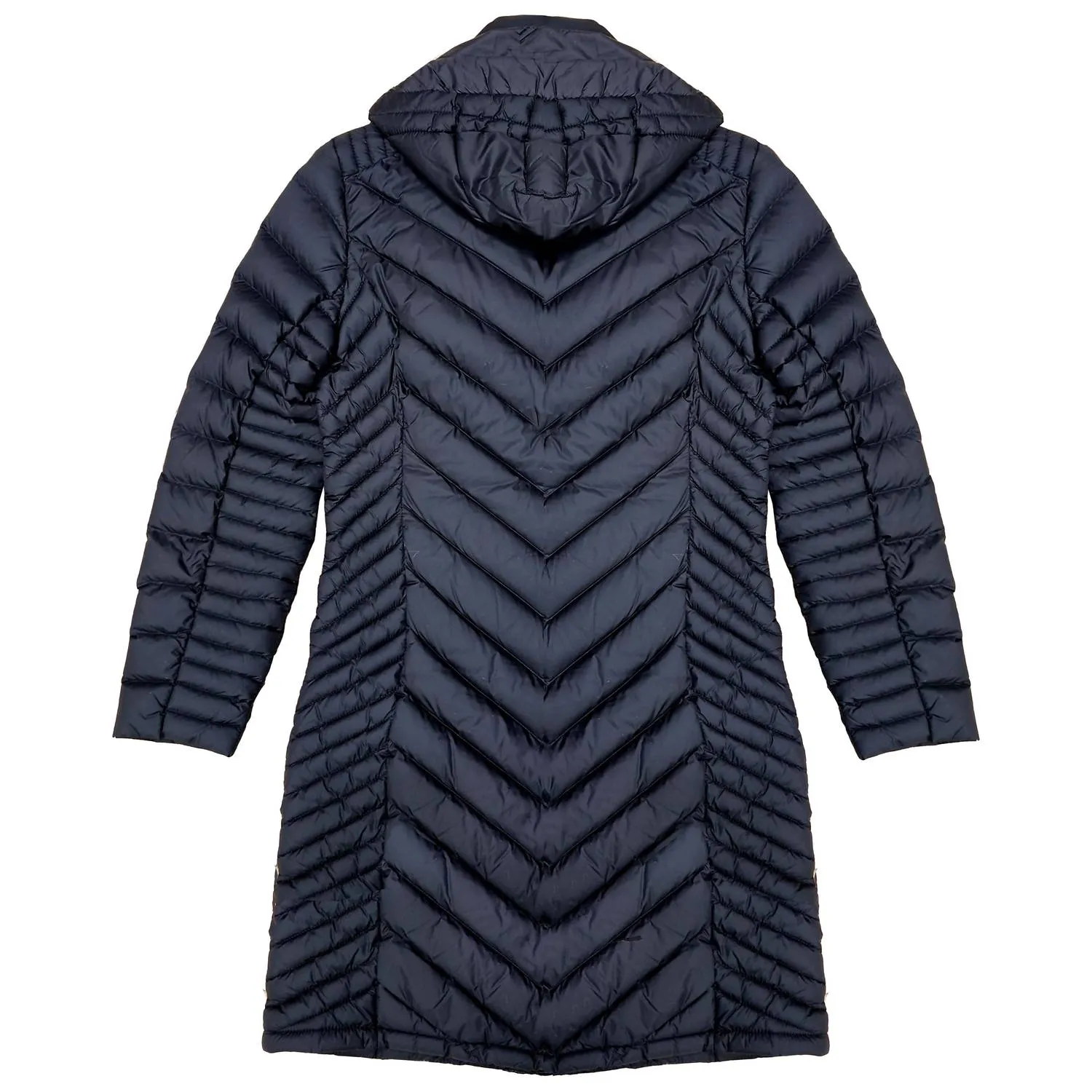 Damen-Chevron-Doppelschicht-Reißverschluss-Mantel in Schwarz, packbar