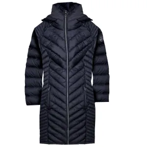 Damen-Chevron-Doppelschicht-Reißverschluss-Mantel in Schwarz, packbar