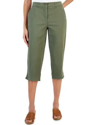 Damen einfache Capri-Hose, Olivgrün