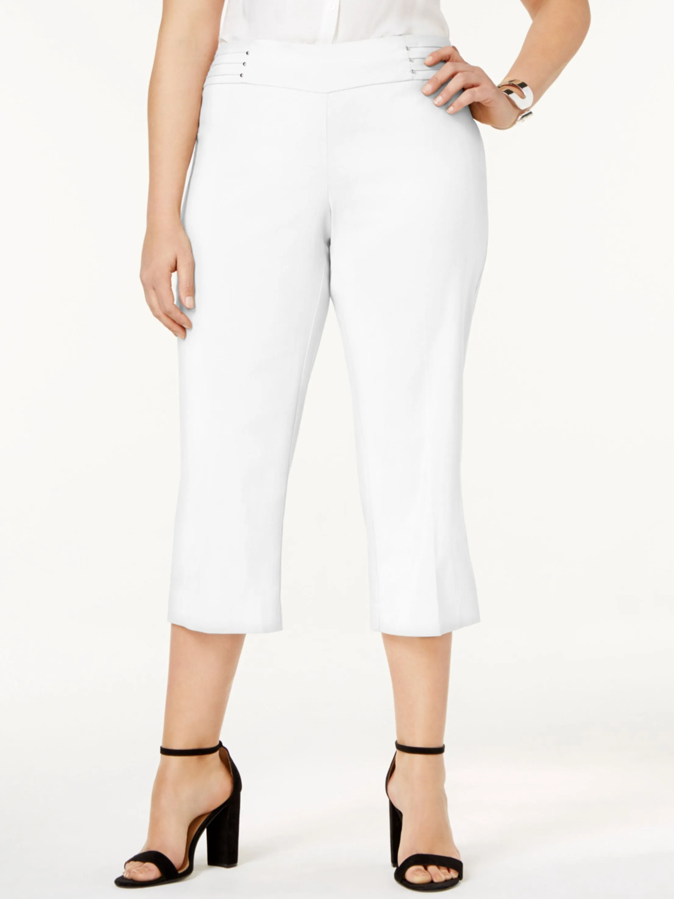 Damen einfache Cropped Hosen, Weiß