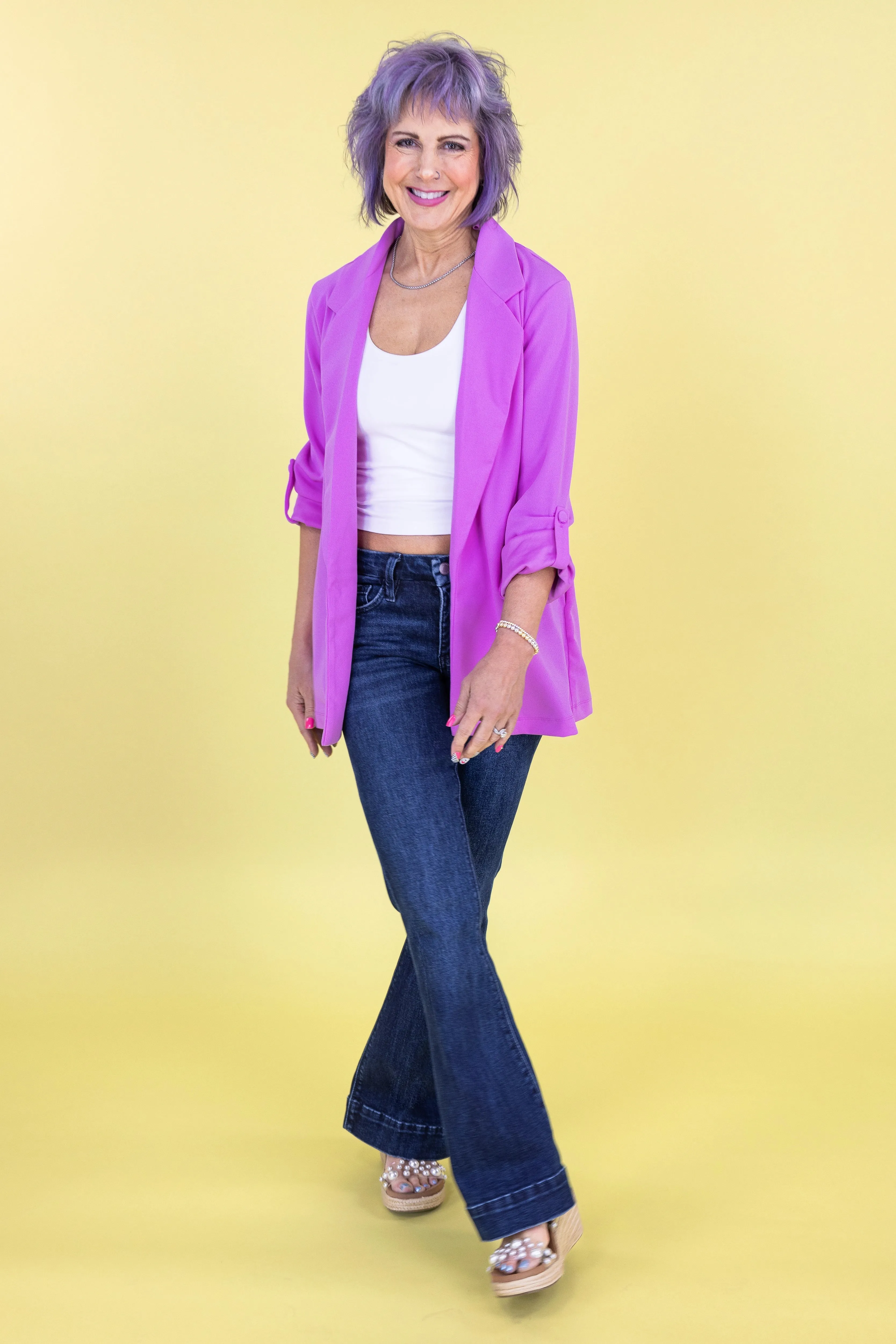 Damen Blazer mit lockerer Passform und offener Front