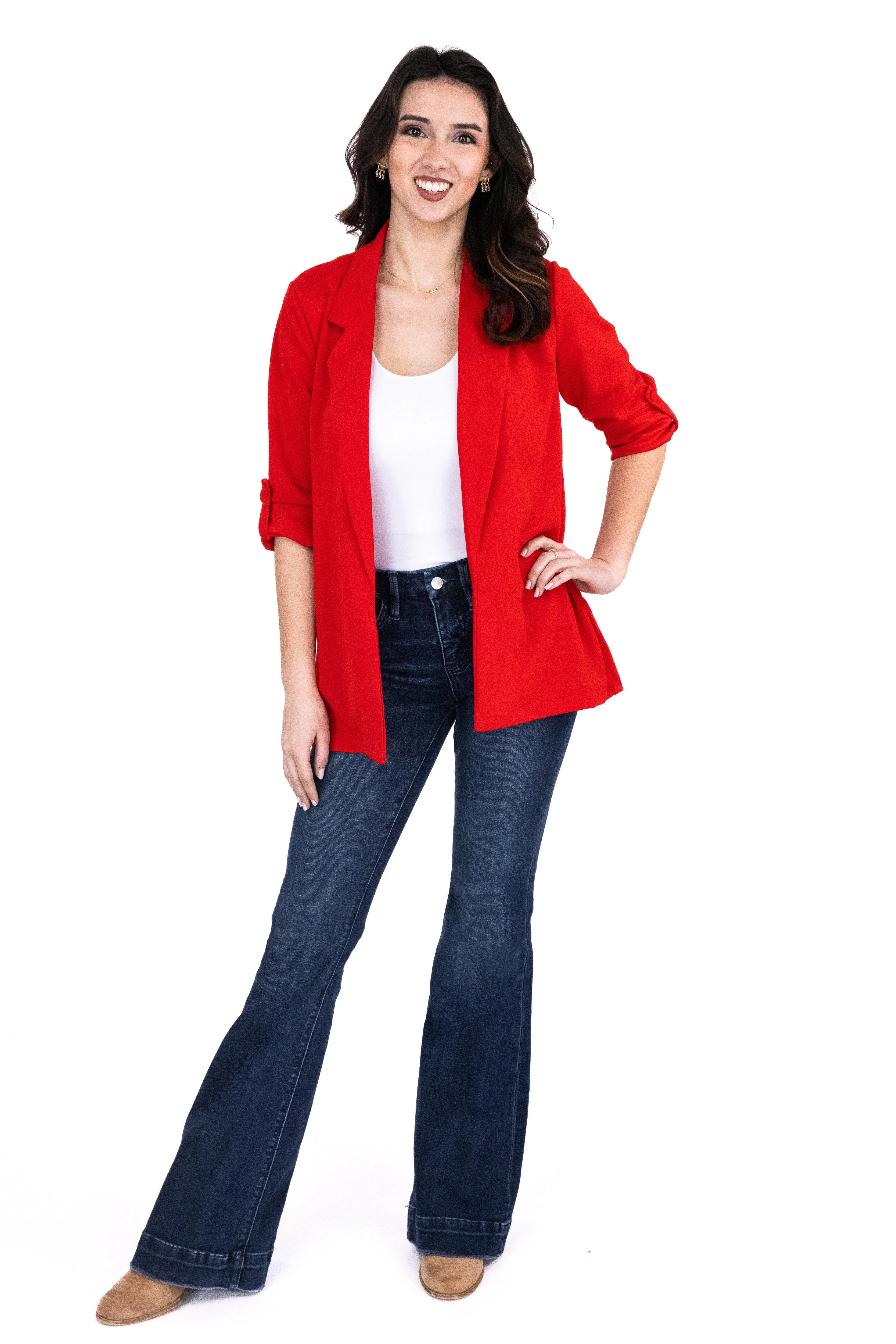 Damen Blazer mit lockerer Passform und offener Front